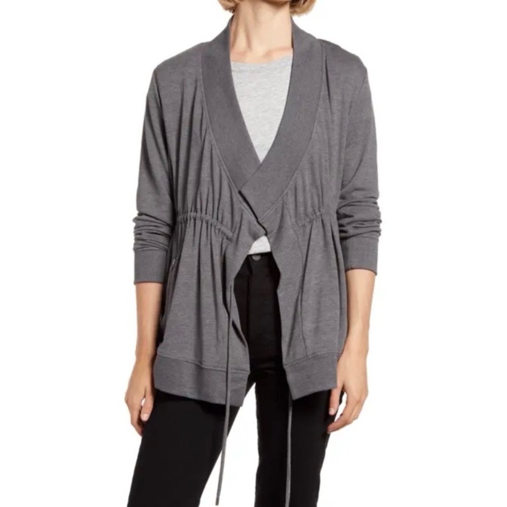 All Saints Gina Drape Jersey Drawstring Jacket - Picture 9 of 9